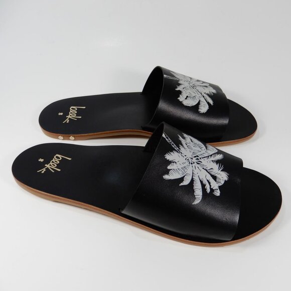 Beek Mockingbird Palm Flat Slide SANDALS Size 8 Black Leather NEW - Picture 12 of 14